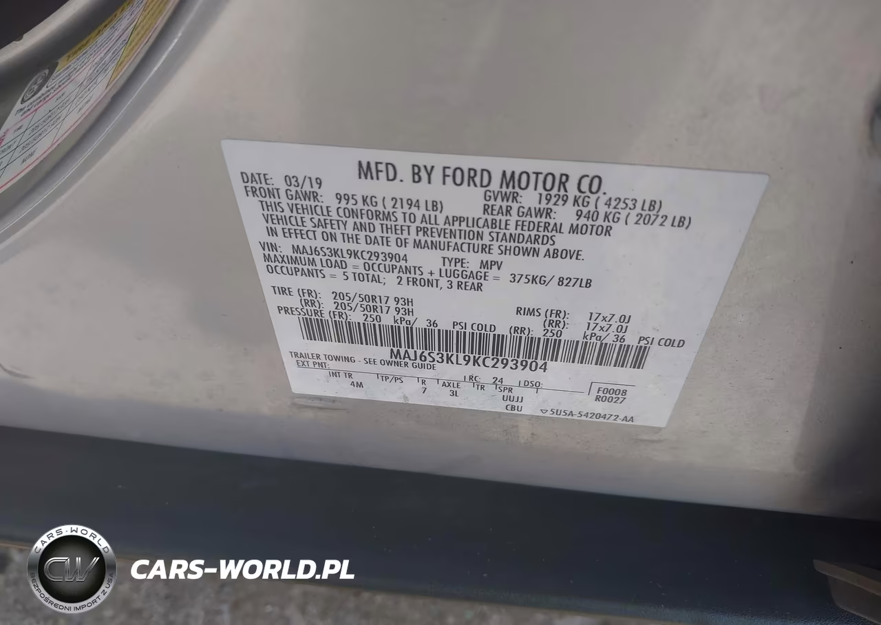2019 Ford Ecosport Titanium VIN:MAJ6S3KL9KC293904 - 9