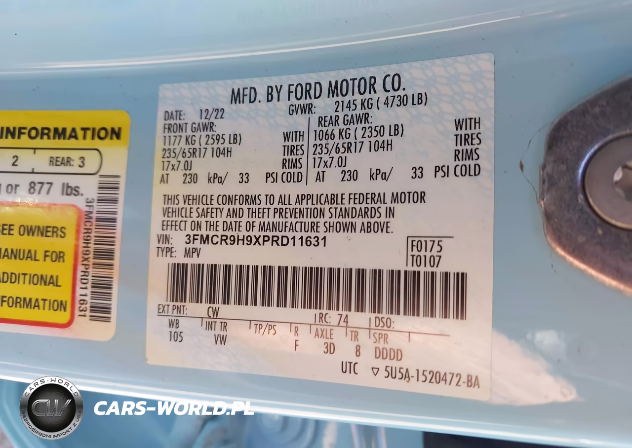 2023 Ford Bronco Sport Heritage Limited VIN:3FMCR9H9XPRD11631 - 9
