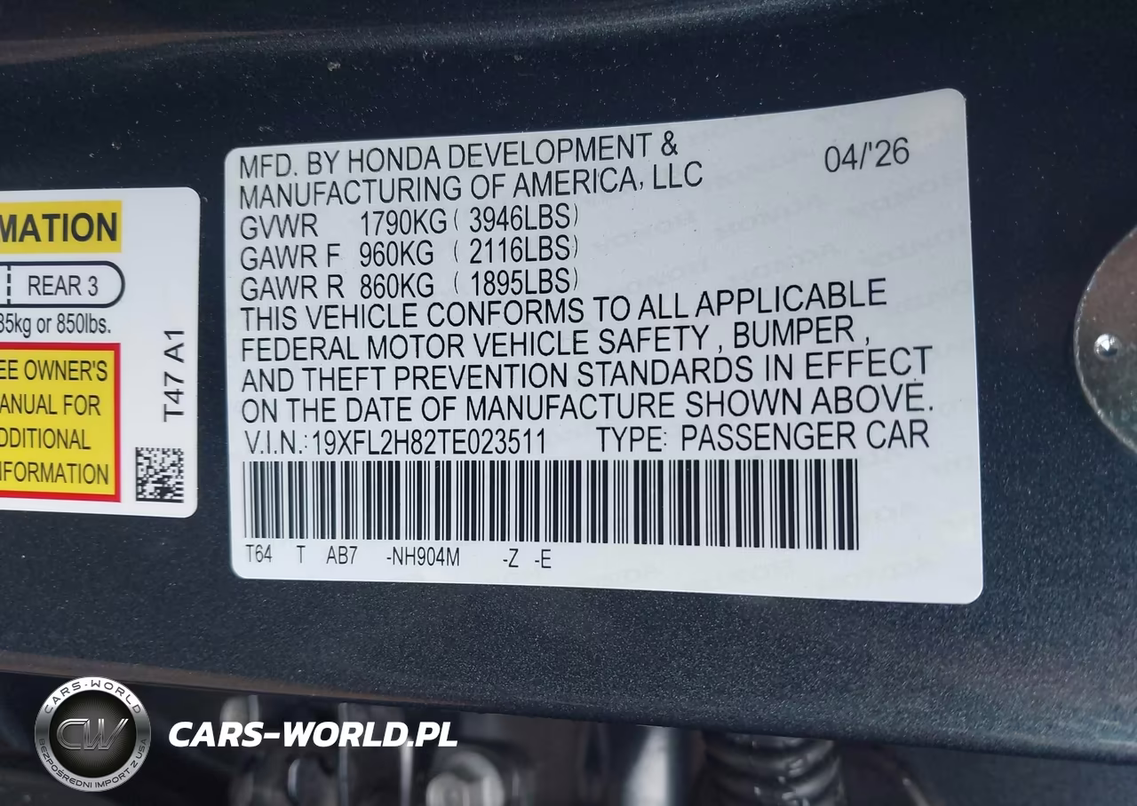 2026 Honda Civic Sport VIN:19XFL2H82TE023511 - 9