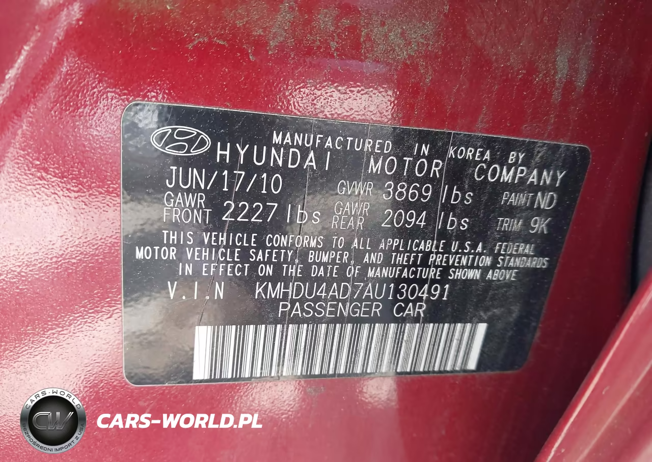 2010 Hyundai Elantra Gls VIN:KMHDU4AD7AU130491 - 9