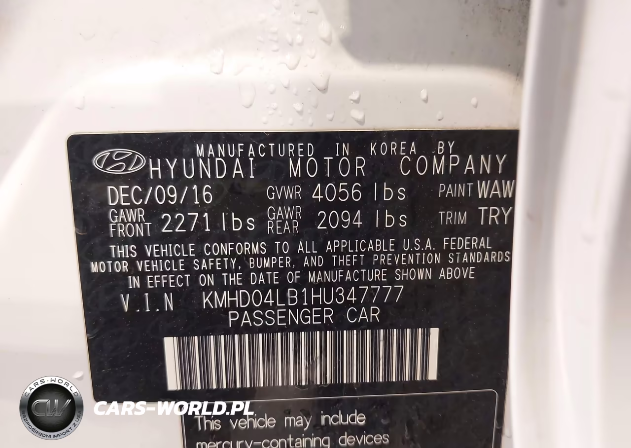 2017 Hyundai Elantra Sport VIN:KMHD04LB1HU347777 - 9