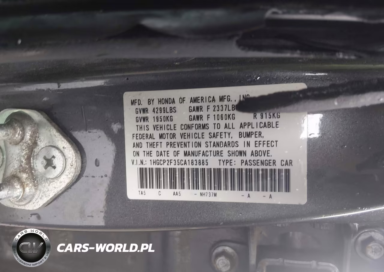 2012 Honda Accord 2.4 Lx VIN:1HGCP2F35CA183885 - 9