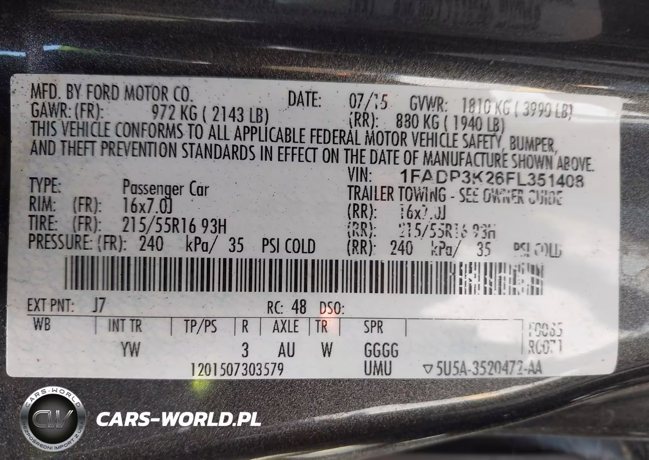 2015 Ford Focus Se VIN:1FADP3K26FL351408 - 9