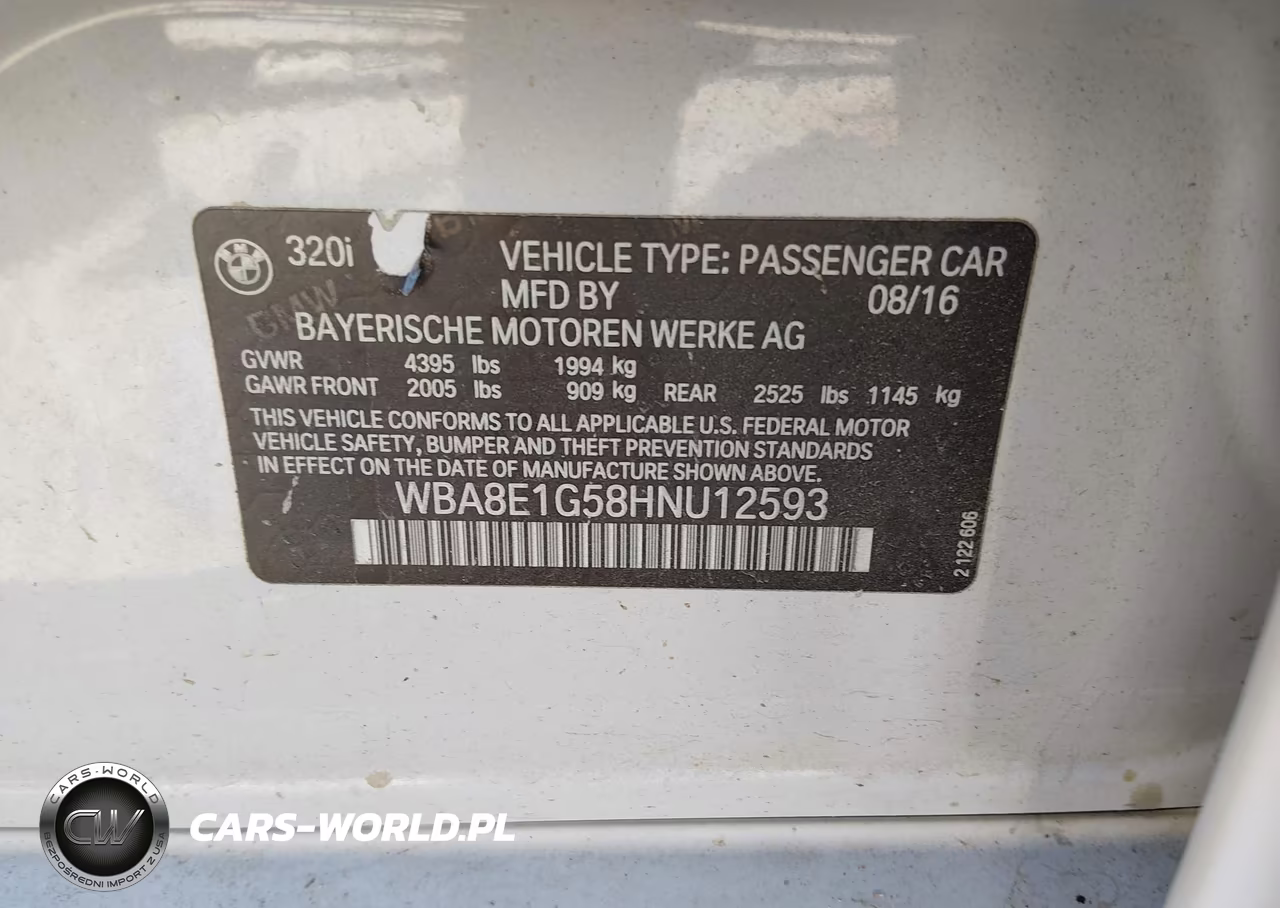 2017 BMW 320I VIN:WBA8E1G58HNU12593 - 9