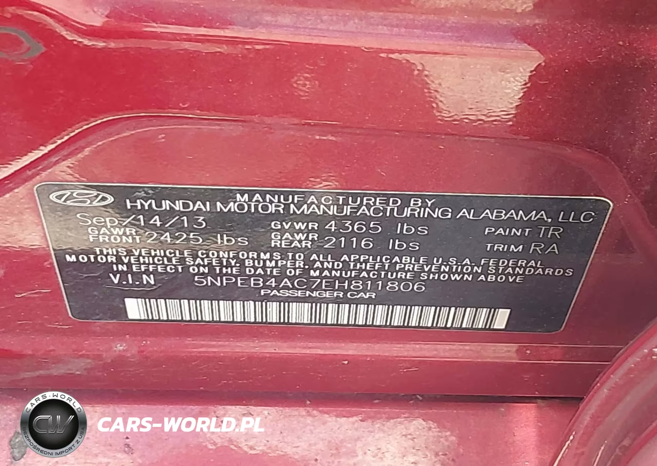 2014 Hyundai Sonata Gls VIN:5NPEB4AC7EH811806 - 9
