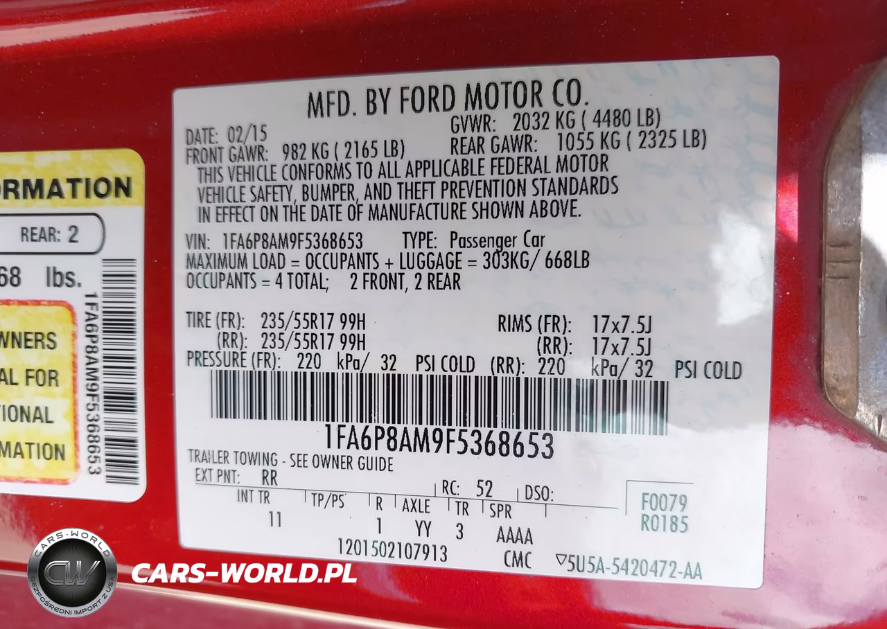 2015 Ford Mustang V6 VIN:1FA6P8AM9F5368653 - 9