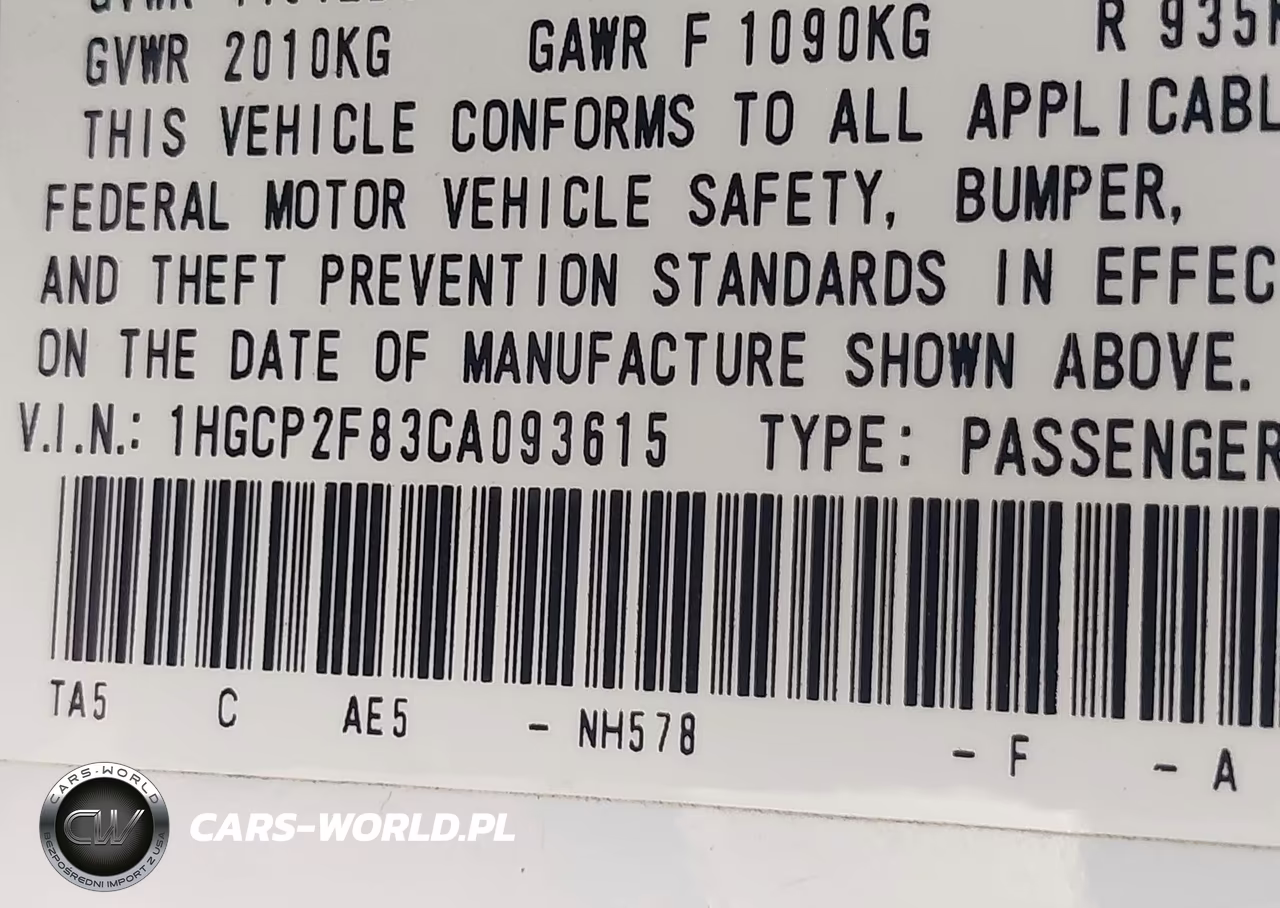 2012 Honda Accord 2.4 Ex-L VIN:1HGCP2F83CA093615 - 9