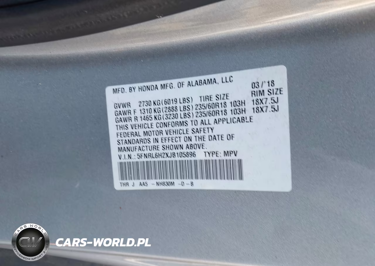 2018 Honda Odyssey Lx VIN:5FNRL6H2XJB105896 - 9