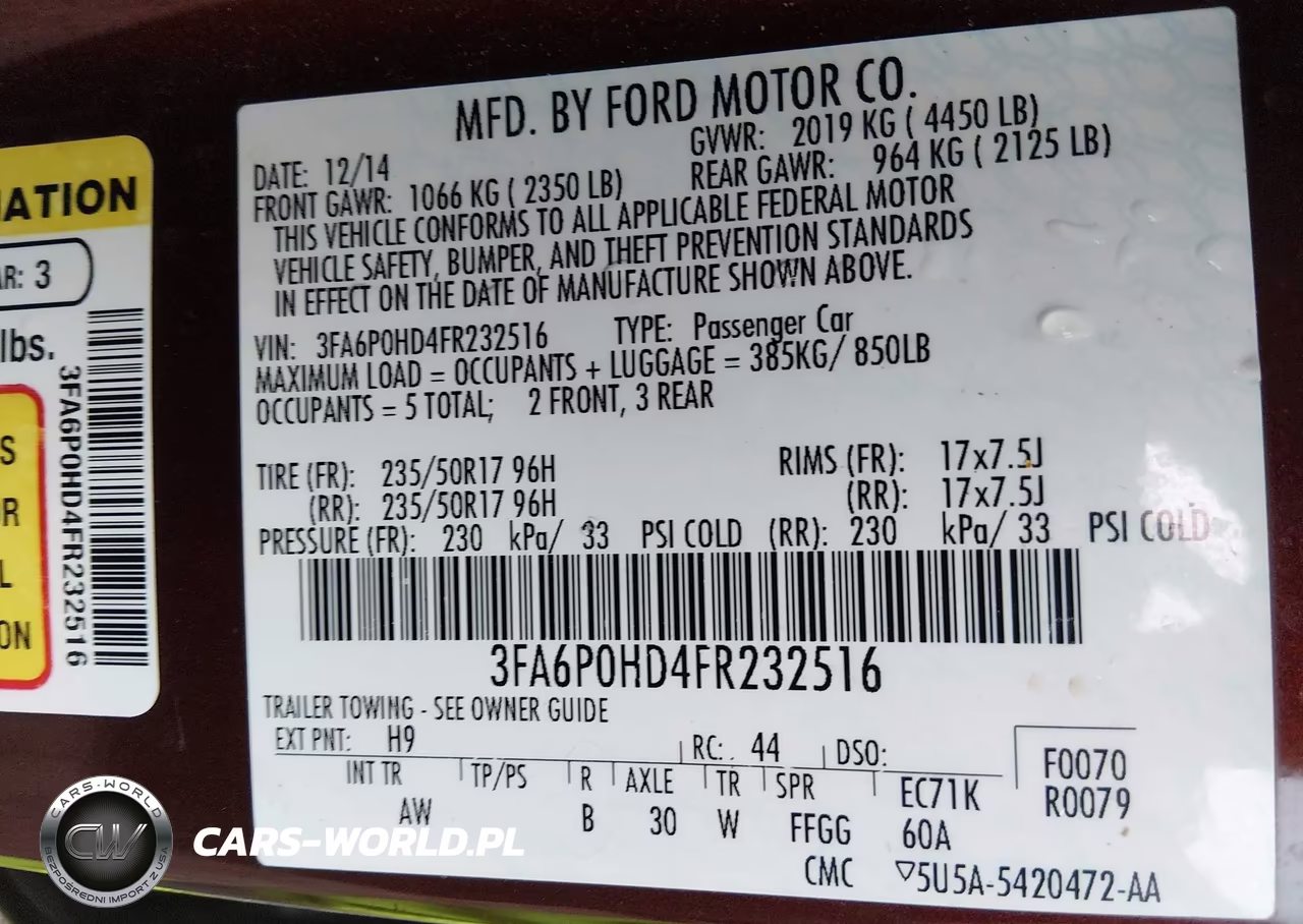 2015 Ford Fusion Se VIN:3FA6P0HD4FR232516 - 9