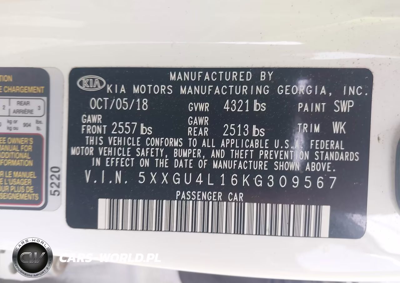 2019 Kia Optima Ex VIN:5XXGU4L16KG309567 - 9