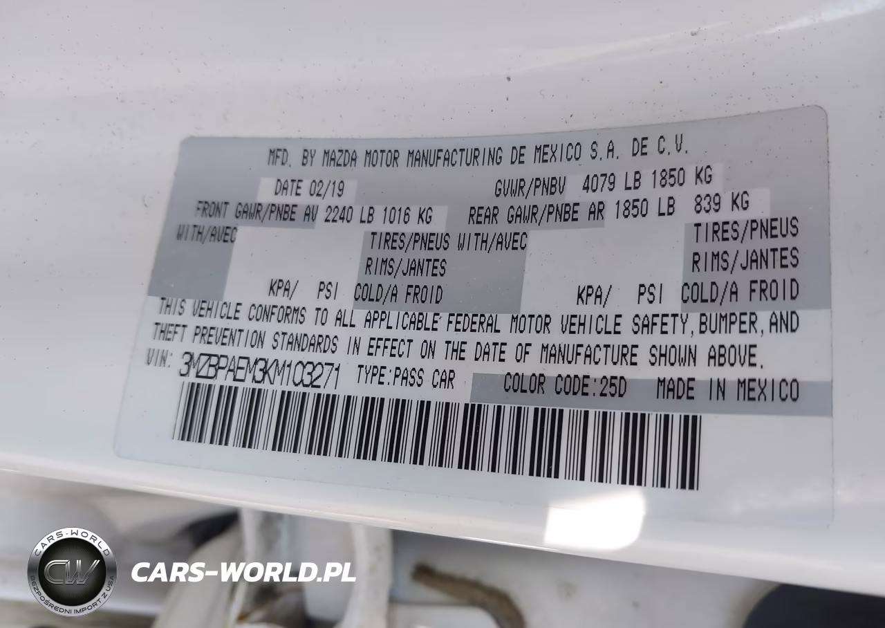 2019 Mazda Mazda3 Premium Package VIN:3MZBPAEM3KM103271 - 9