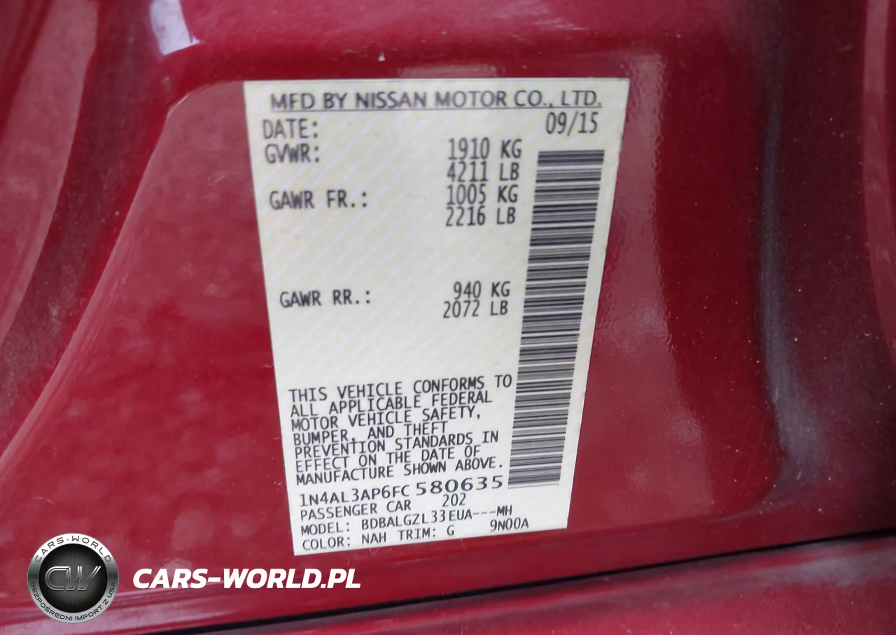 2015 Nissan Altima 2.5 S VIN:1N4AL3AP6FC580635 - 9