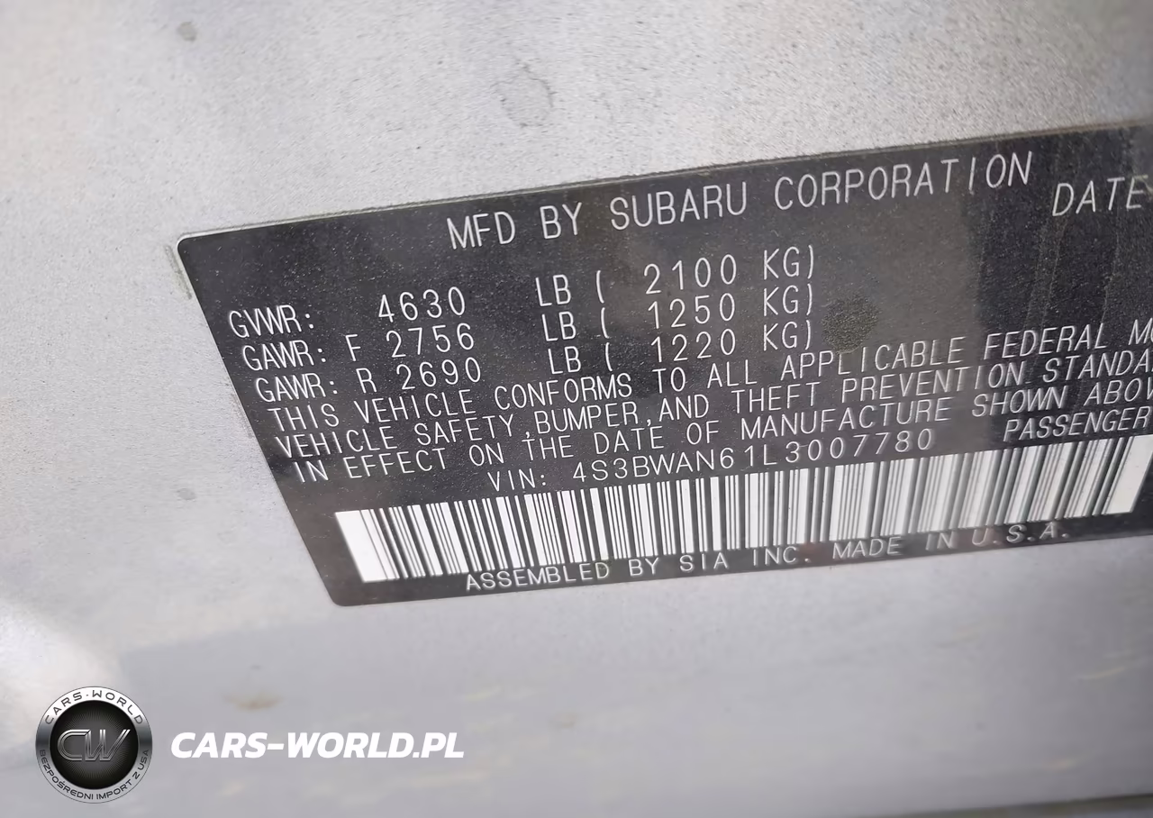 2020 Subaru Legacy Limited VIN:4S3BWAN61L3007780 - 9