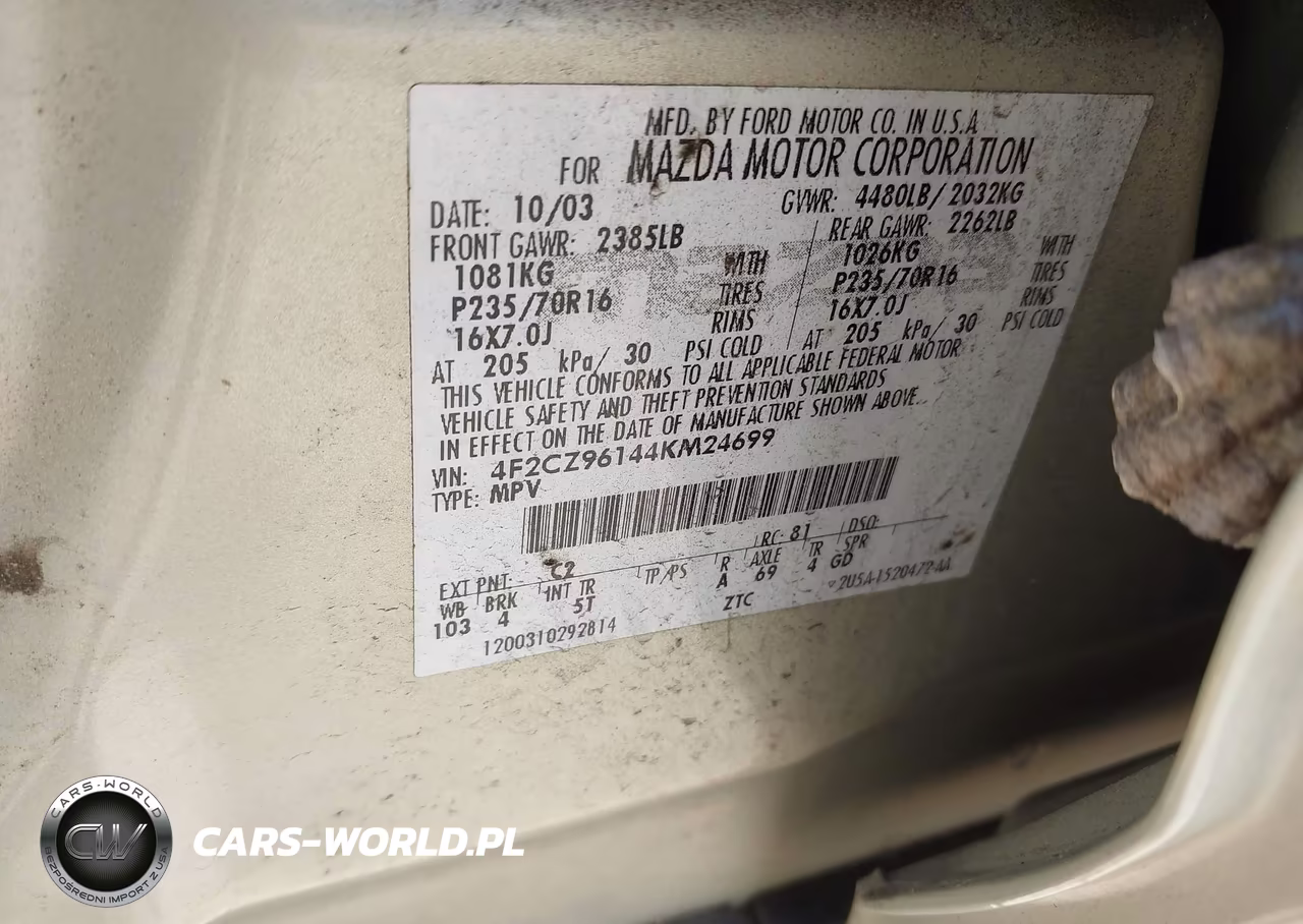 2004 Mazda Tribute Es V6 VIN:4F2CZ96144KM24699 - 9