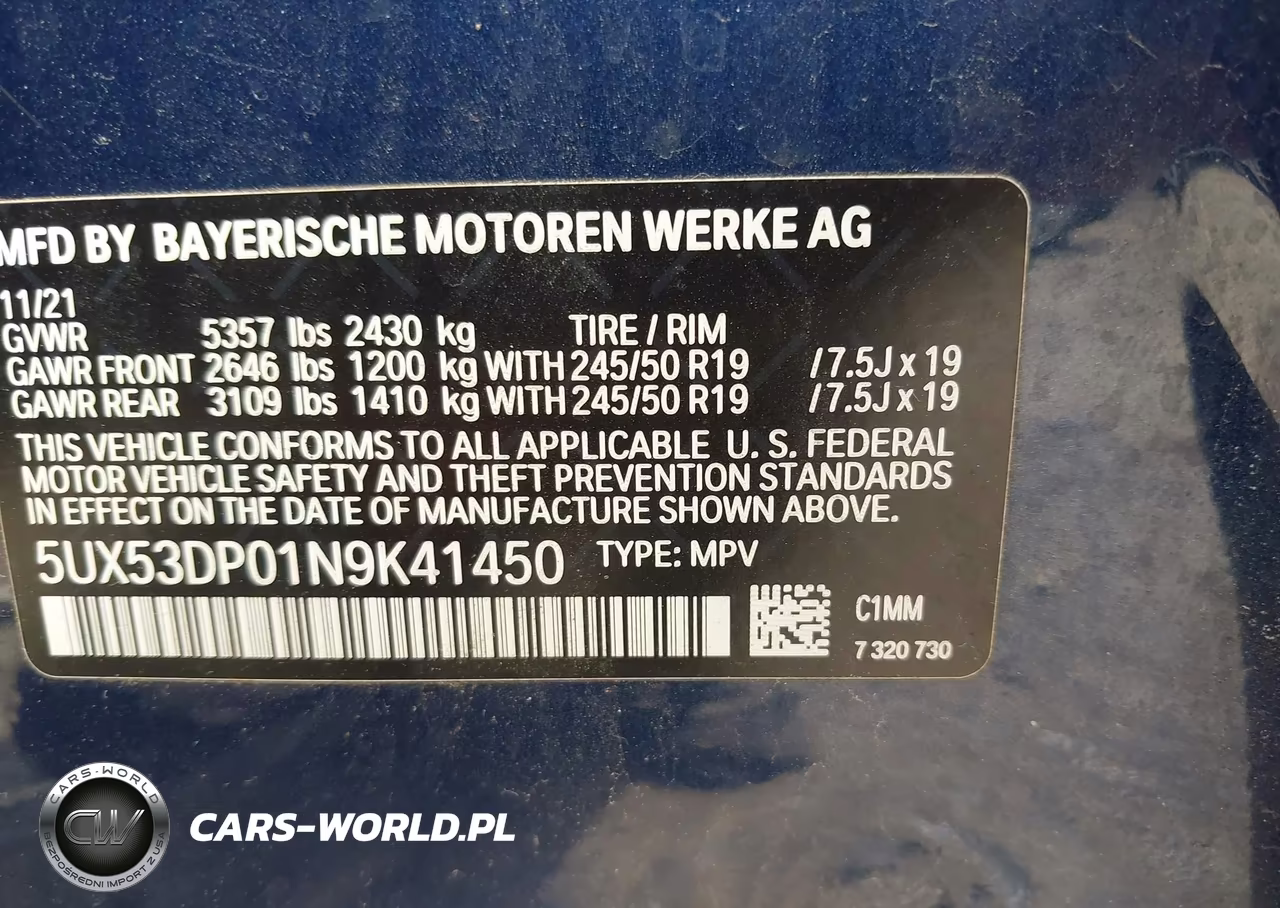 2022 BMW X3 xDrive30I VIN:5UX53DP01N9K41450 - 9
