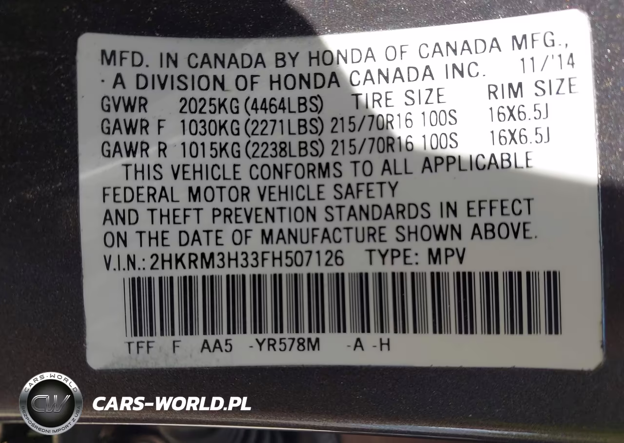 2015 Honda Cr-V Lx VIN:2HKRM3H33FH507126 - 9
