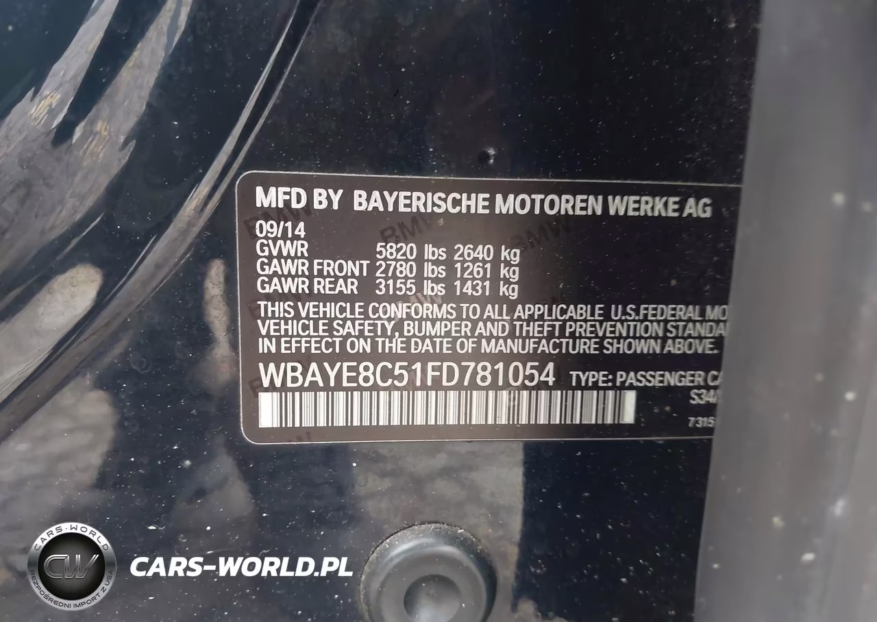 2015 BMW 750Li VIN:WBAYE8C51FD781054 - 9