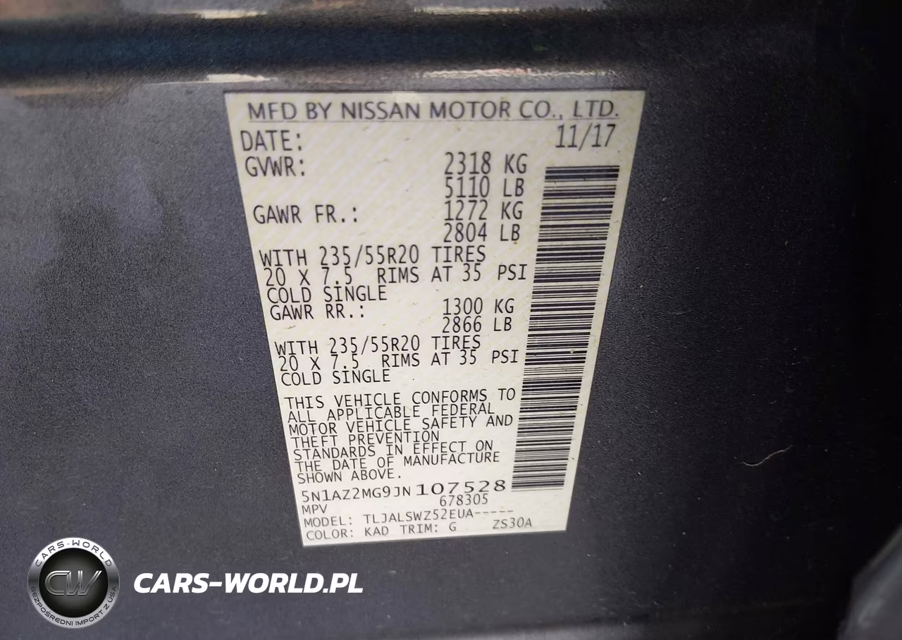 2018 Nissan Murano Platinum VIN:5N1AZ2MG9JN107528 - 9