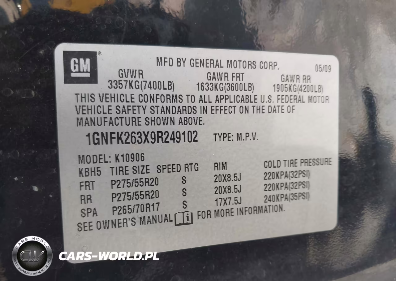 2009 Chevrolet Suburban 1500 Lt2 VIN:1GNFK263X9R249102 - 9