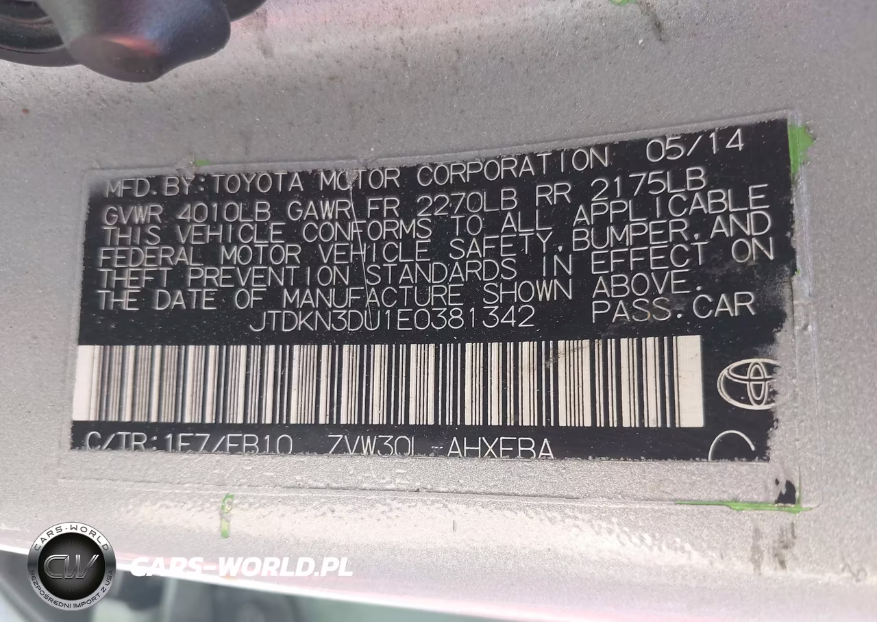 2014 Toyota Prius Two VIN:JTDKN3DU1E0381342 - 9
