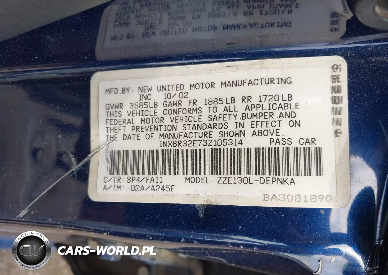 2003 Toyota Corolla Le VIN:1NXBR32E73Z105314 - 9