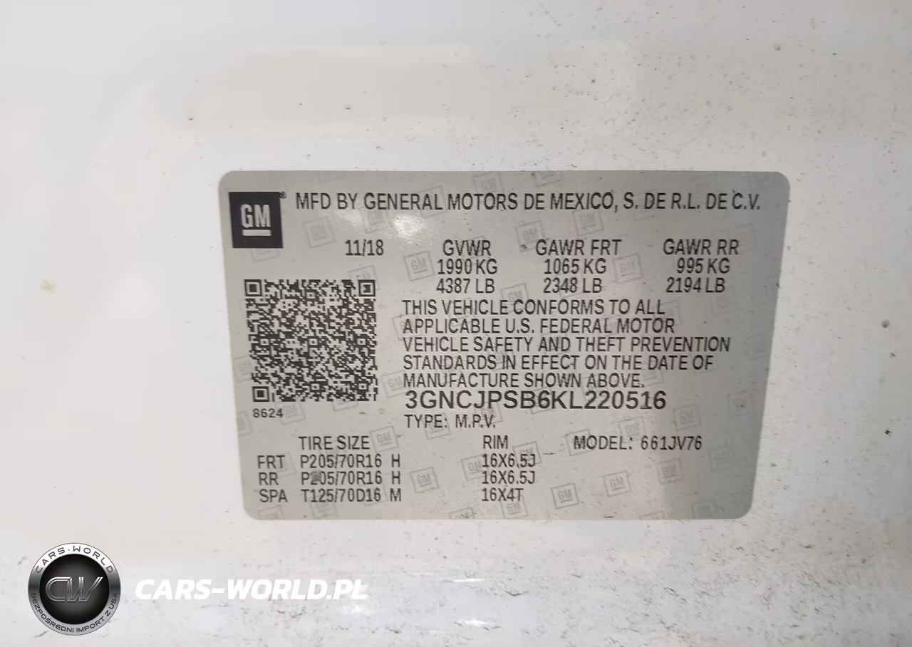 2019 Chevrolet Trax Lt VIN:3GNCJPSB6KL220516 - 9