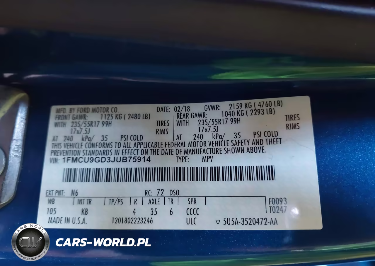 2018 Ford Escape Se VIN:1FMCU9GD3JUB75914 - 9