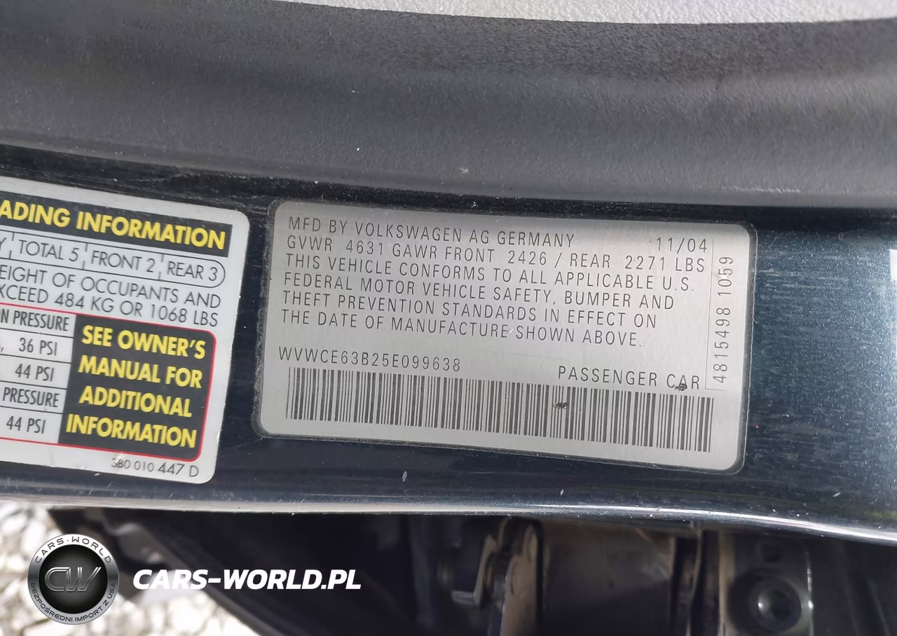 2005 Volkswagen Passat Gls Tdi VIN:WVWCE63B25E099638 - 9