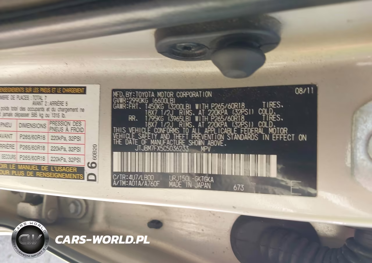 2012 Lexus Gx 460 VIN:JTJBM7FX5C5036233 - 9