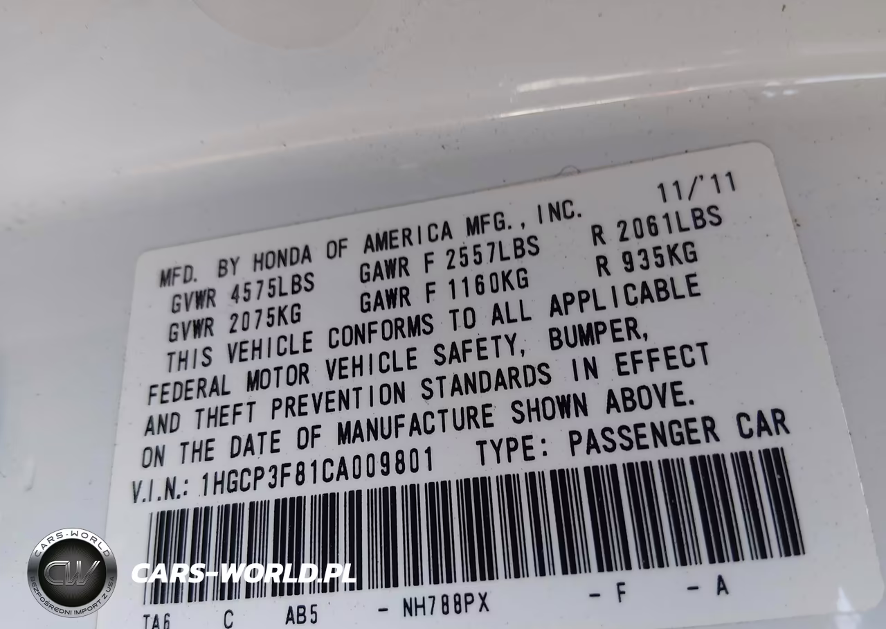 2012 Honda Accord 3.5 Ex-L VIN:1HGCP3F81CA009801 - 9