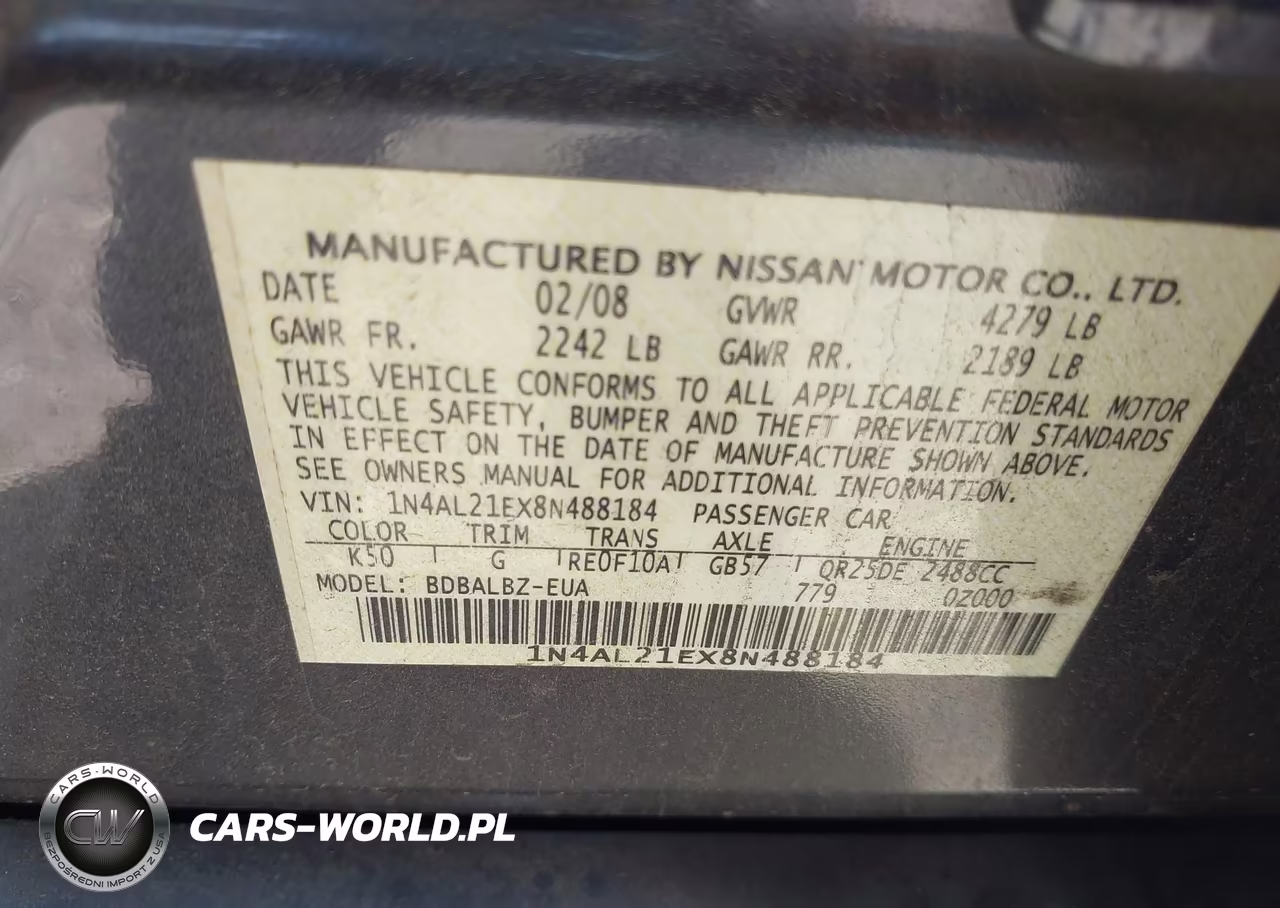 2008 Nissan Altima 2.5 S VIN:1N4AL21EX8N488184 - 9