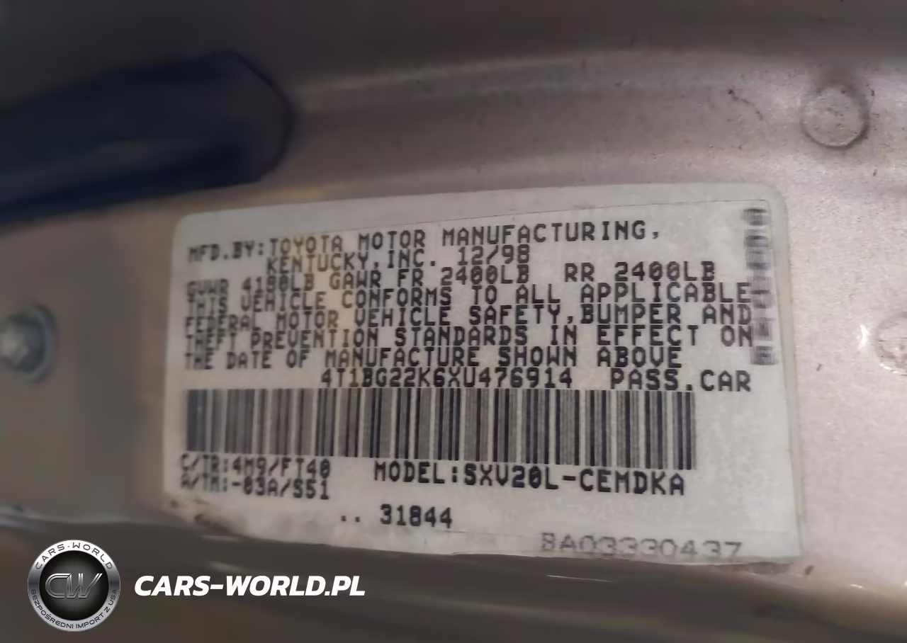 1999 Toyota Camry Ce VIN:4T1BG22K6XU476914 - 9
