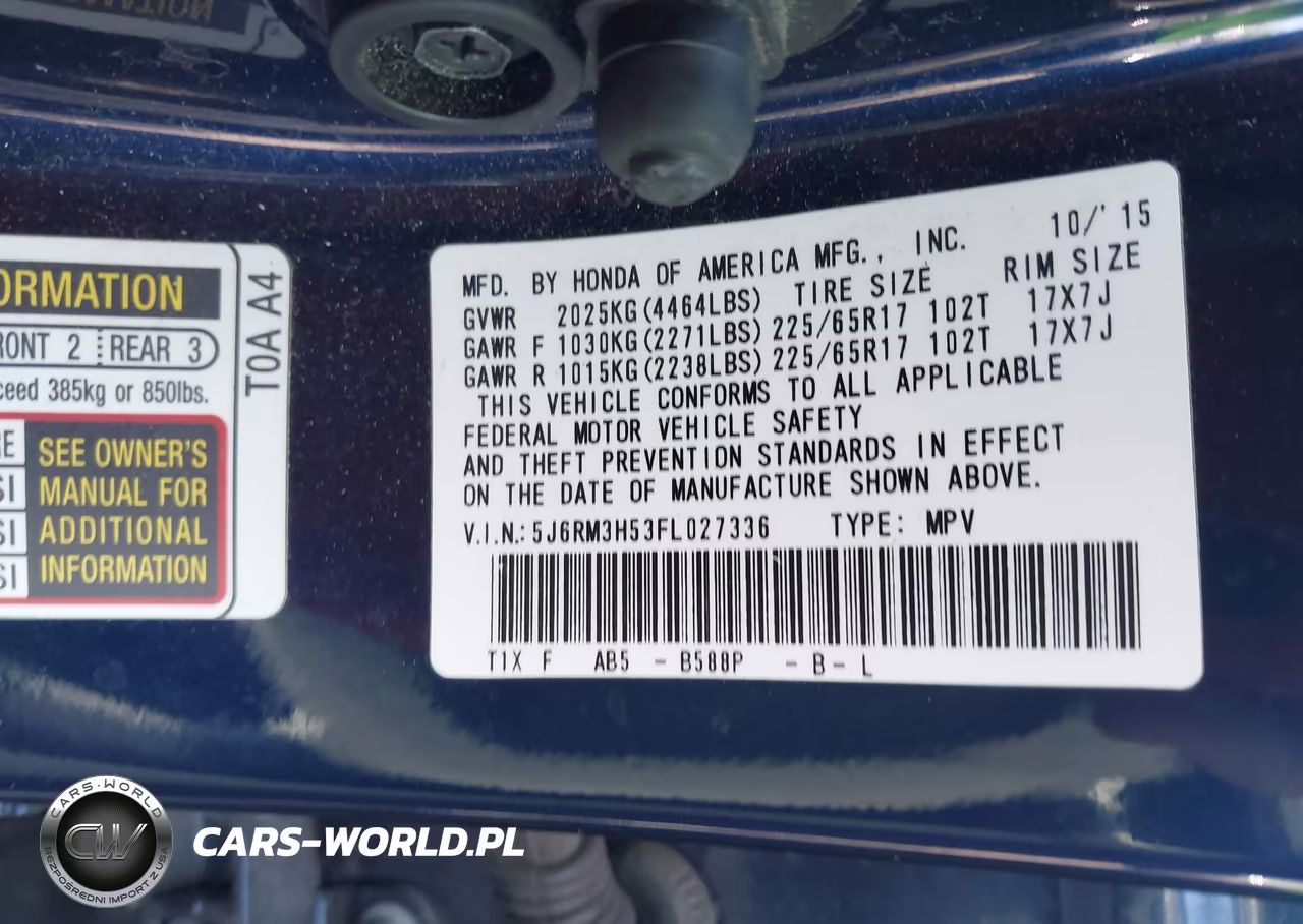 2015 Honda Cr-V Ex VIN:5J6RM3H53FL027336 - 9