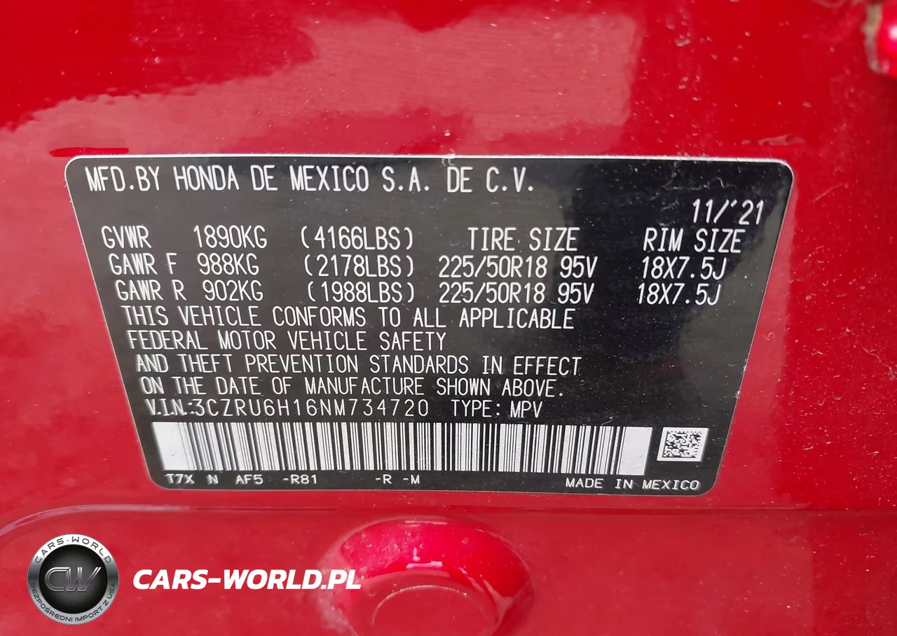 2022 Honda Hr-V Awd Sport VIN:3CZRU6H16NM734720 - 9