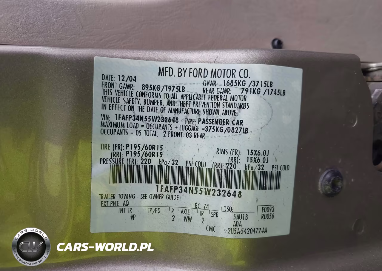 2005 Ford Focus Zx4 VIN:1FAFP34N55W232648 - 9