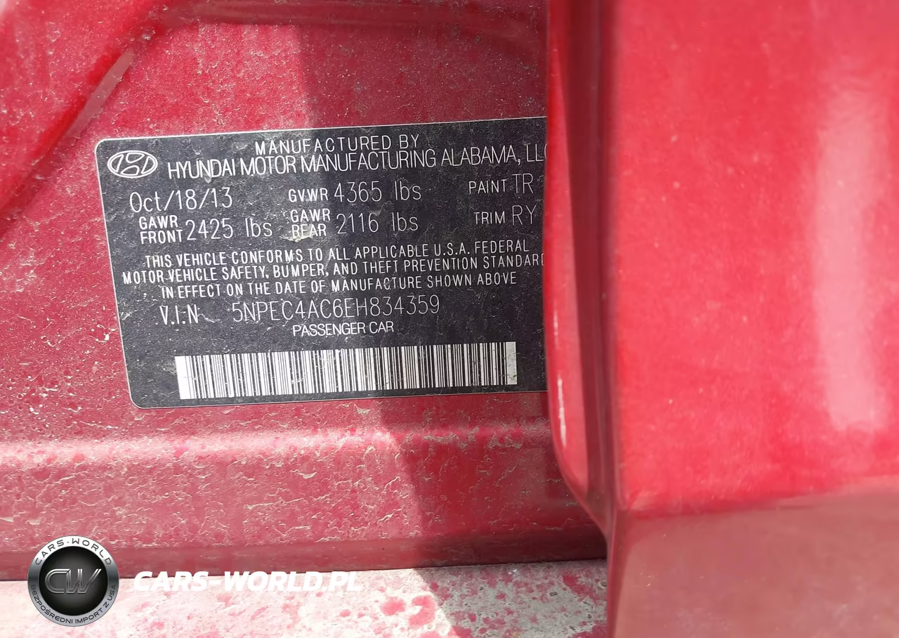 2014 Hyundai Sonata Se VIN:5NPEC4AC6EH834359 - 9