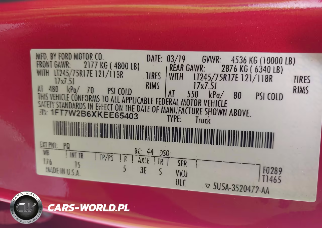 2019 Ford F-250 Xl VIN:1FT7W2B6XKEE65403 - 9