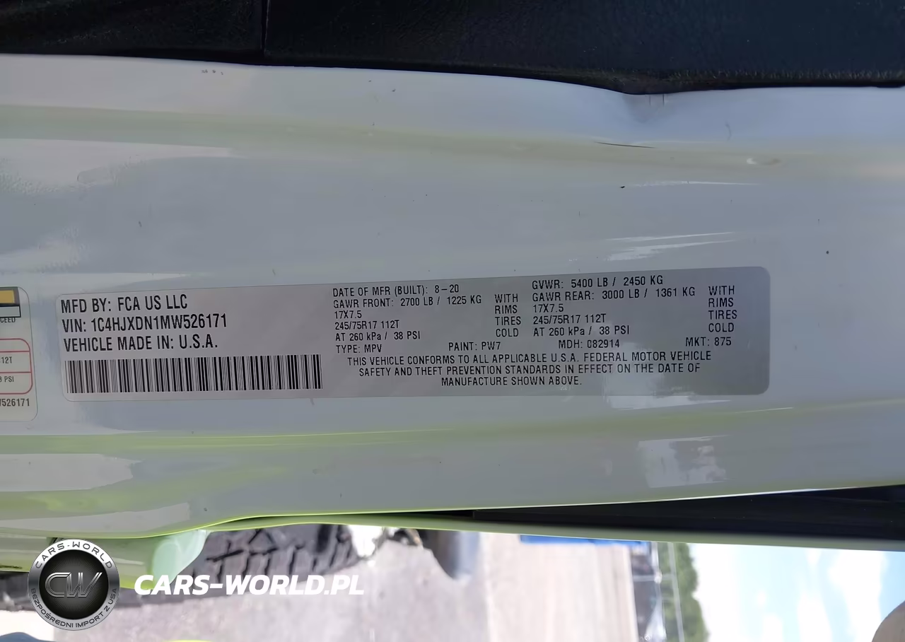 2021 Jeep Wrangler Unlimited Sport S 4X4 VIN:1C4HJXDN1MW526171 - 9