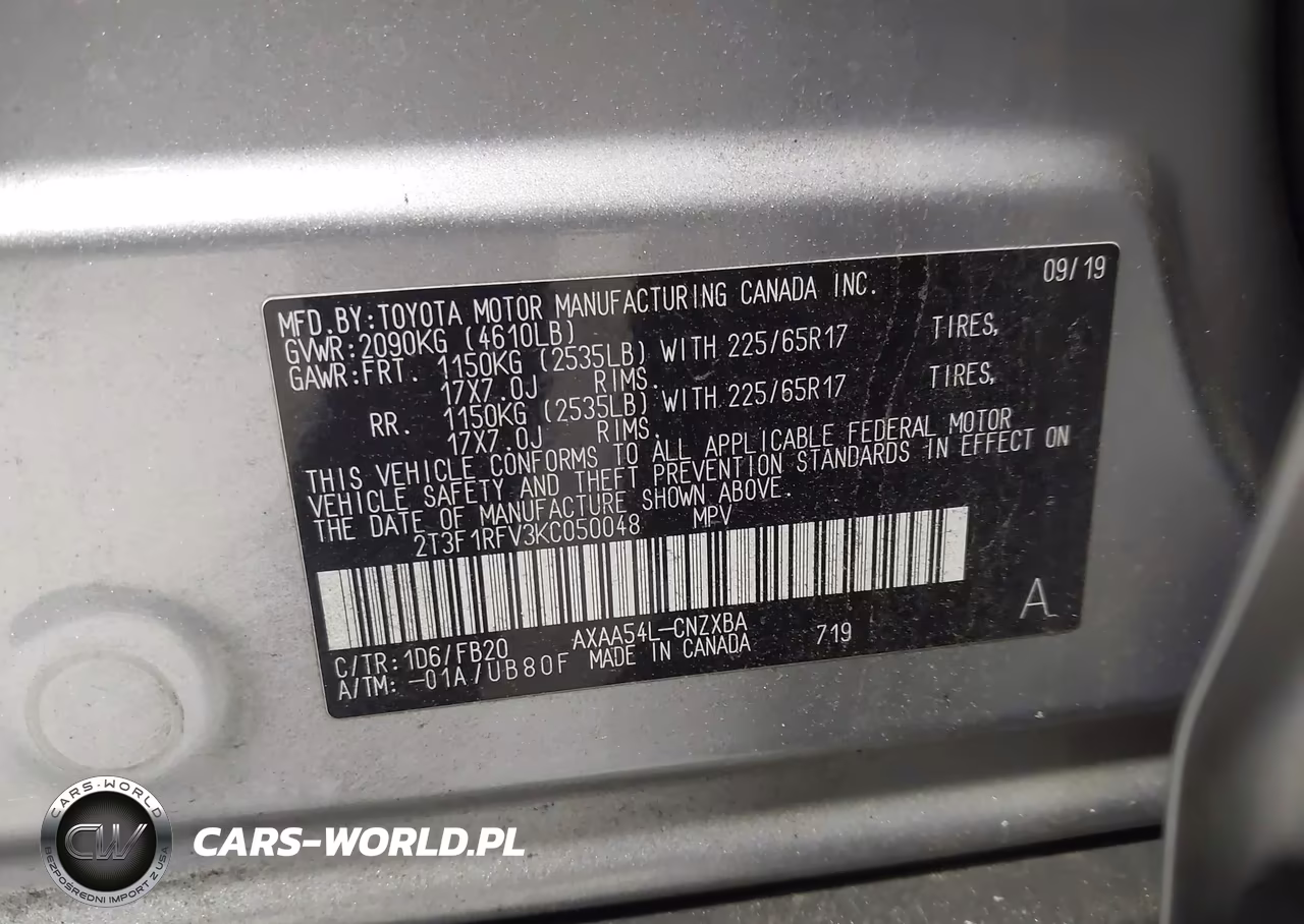 2019 Toyota Rav4 Le VIN:2T3F1RFV3KC050048 - 9
