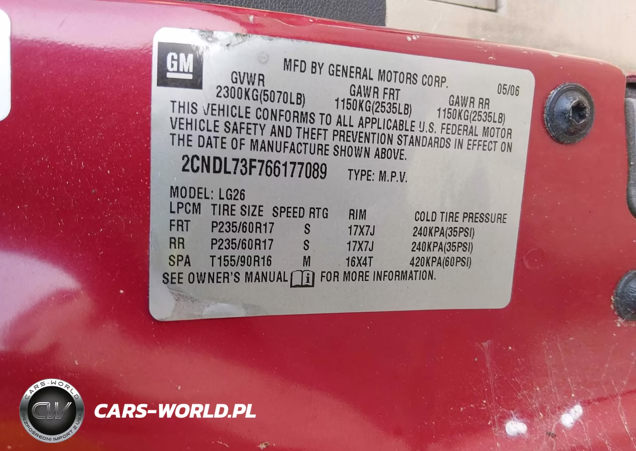 2006 Chevrolet Equinox Lt VIN:2CNDL73F766177089 - 9