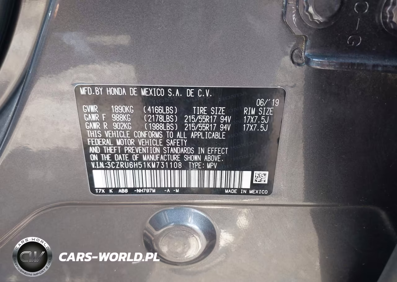2019 Honda Hr-V Ex VIN:3CZRU6H51KM731108 - 9