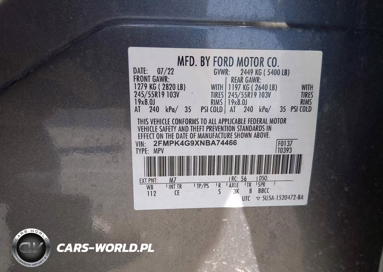 2022 Ford Edge Se VIN:2FMPK4G9XNBA74466 - 9