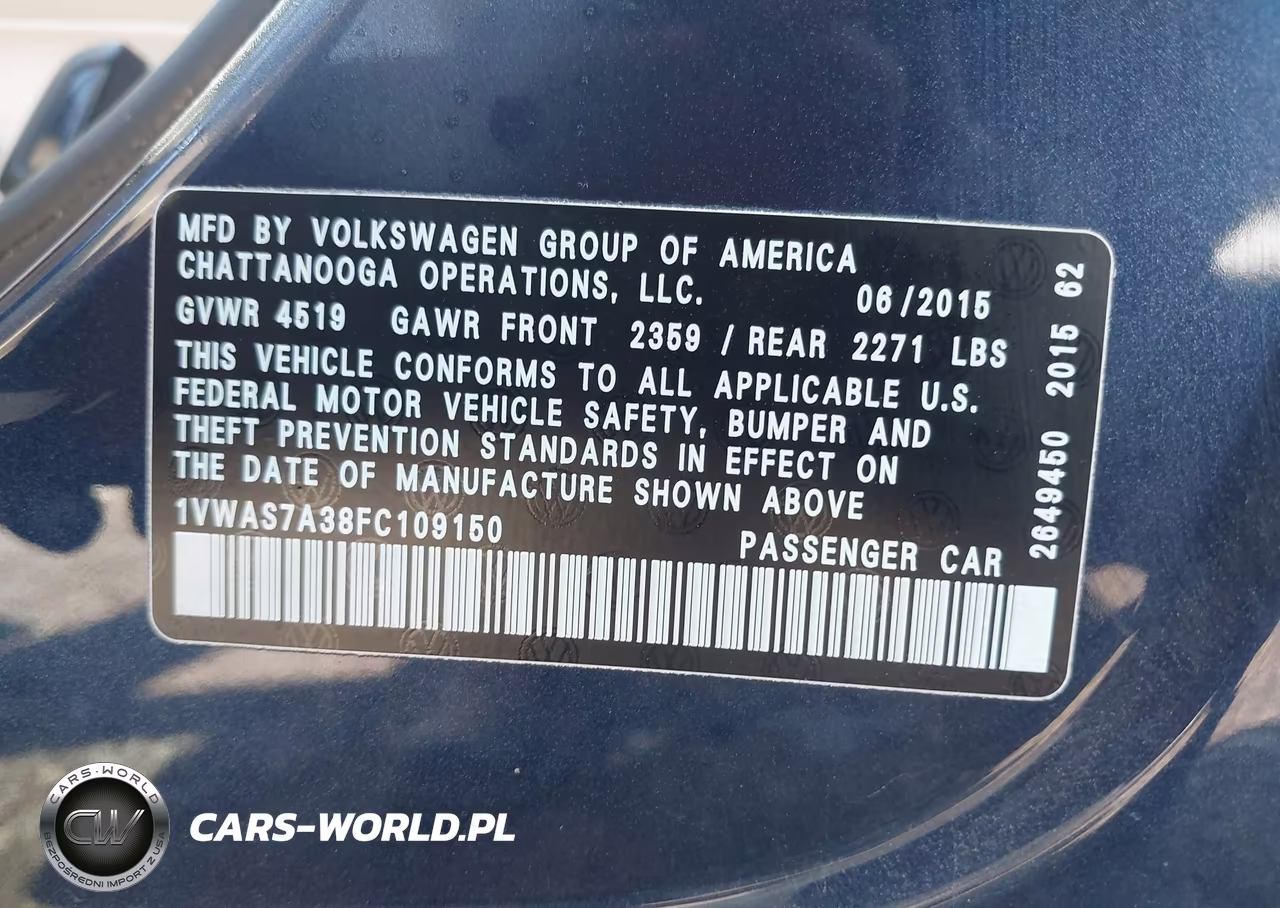 2015 Volkswagen Passat 1.8T Limited Edition VIN:1VWAS7A38FC109150 - 9