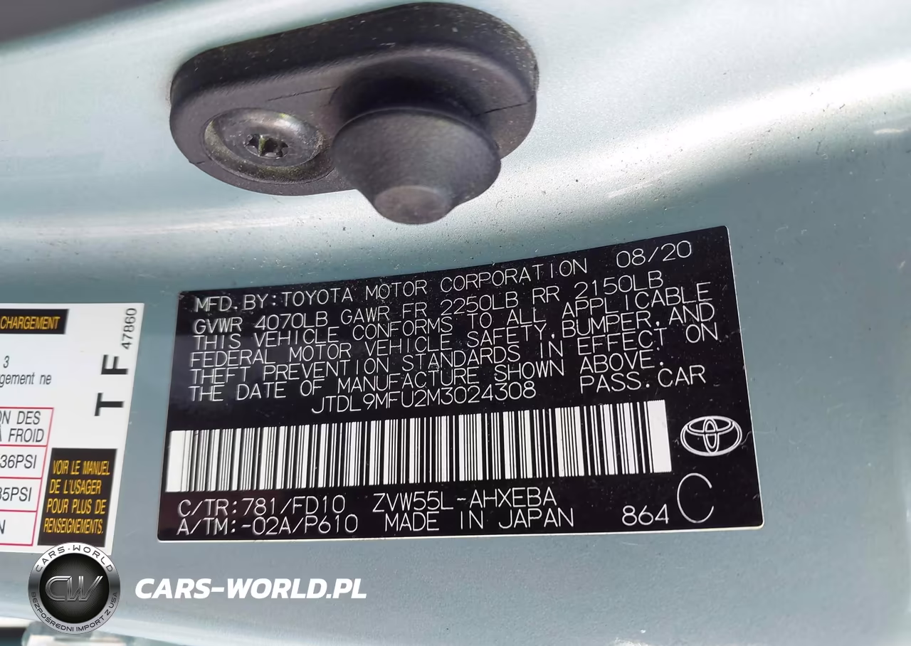 2021 Toyota Prius Le Awd-E VIN:JTDL9MFU2M3024308 - 9