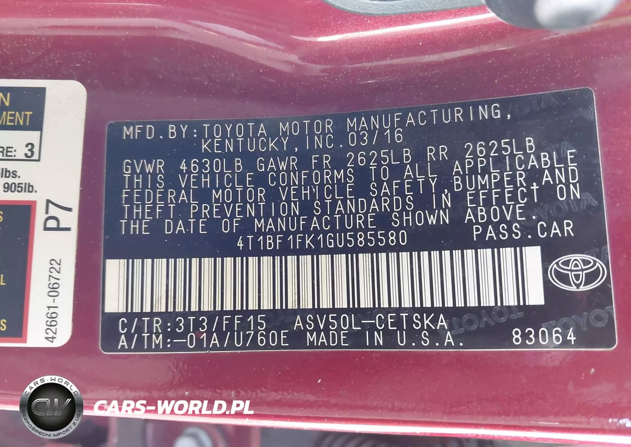 2016 Toyota Camry Se VIN:4T1BF1FK1GU585580 - 9