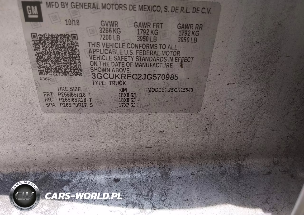 2018 Chevrolet Silverado 1500 2Lt VIN:3GCUKREC2JG570985 - 9