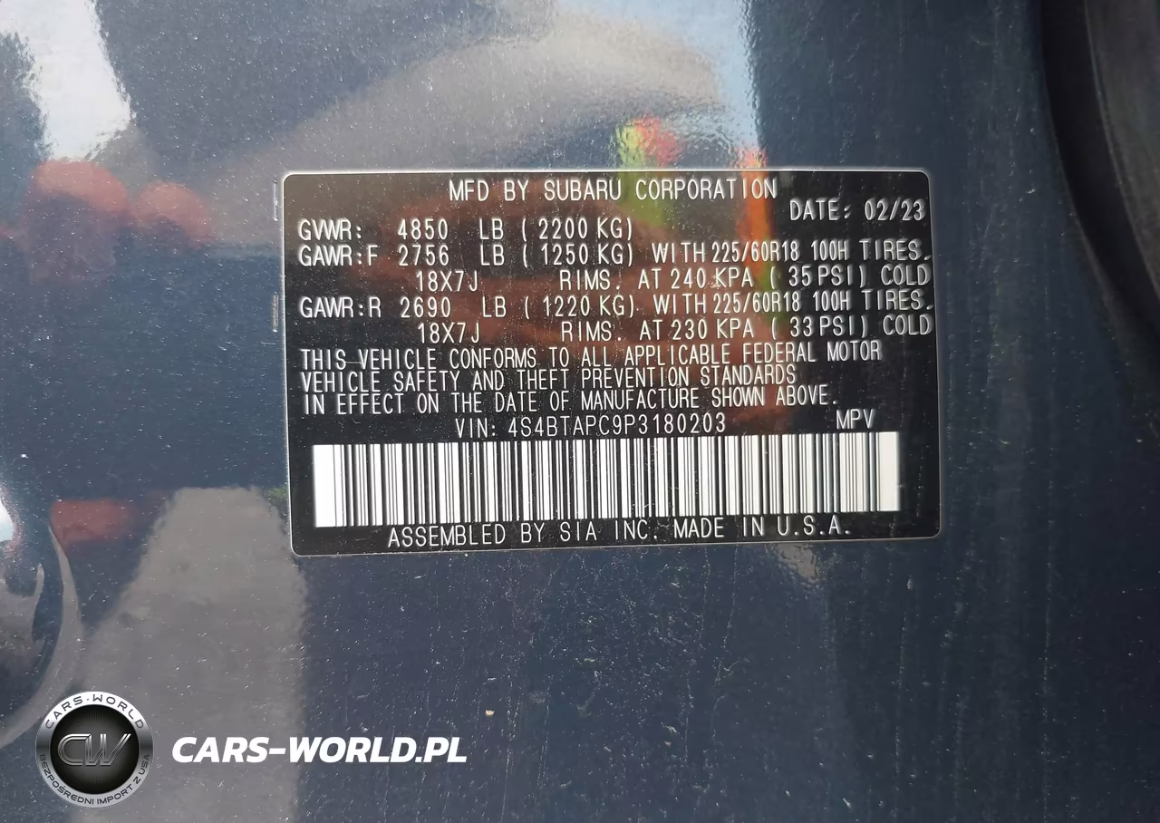 2023 Subaru Outback Touring VIN:4S4BTAPC9P3180203 - 9