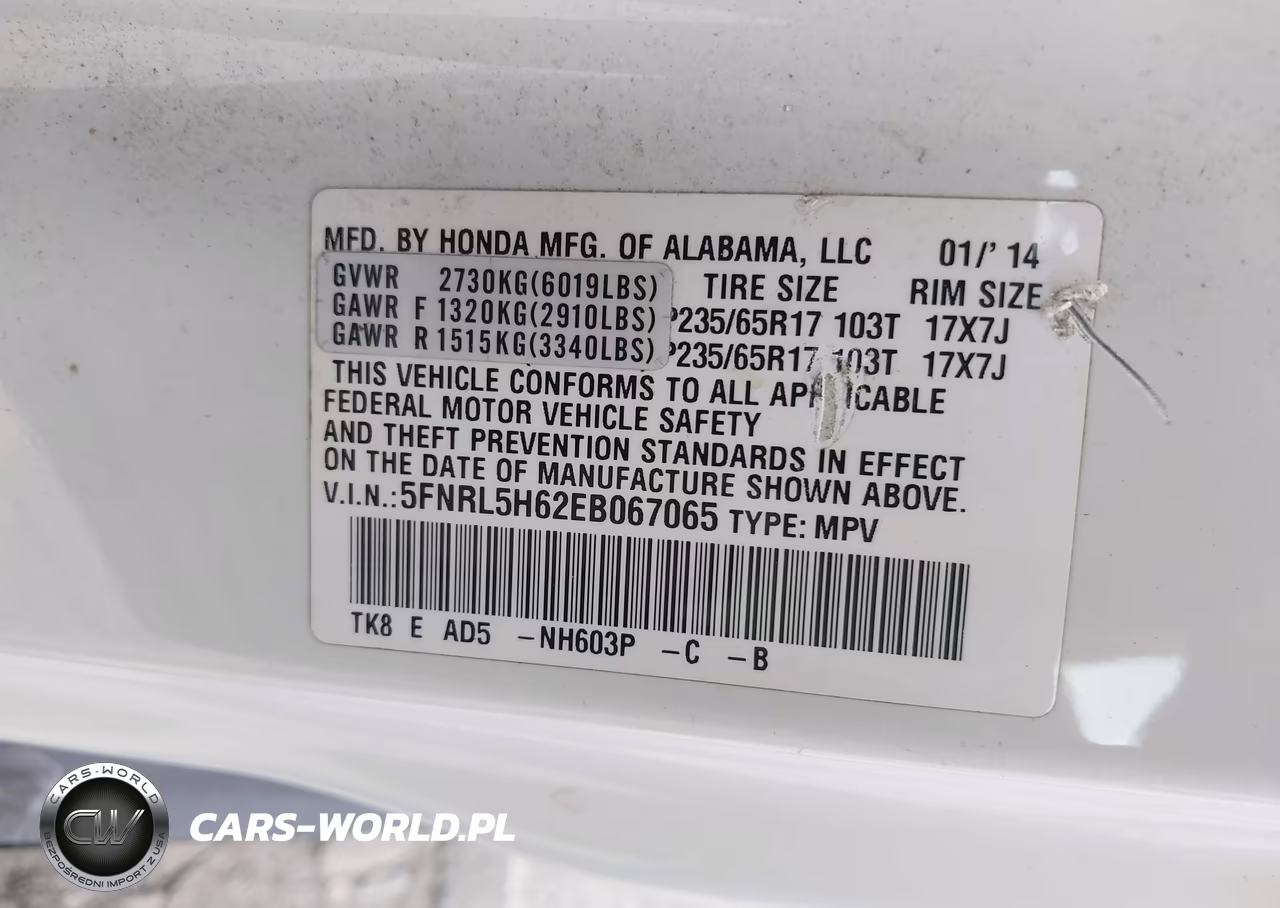 2014 Honda Odyssey Ex-L VIN:5FNRL5H62EB067065 - 9