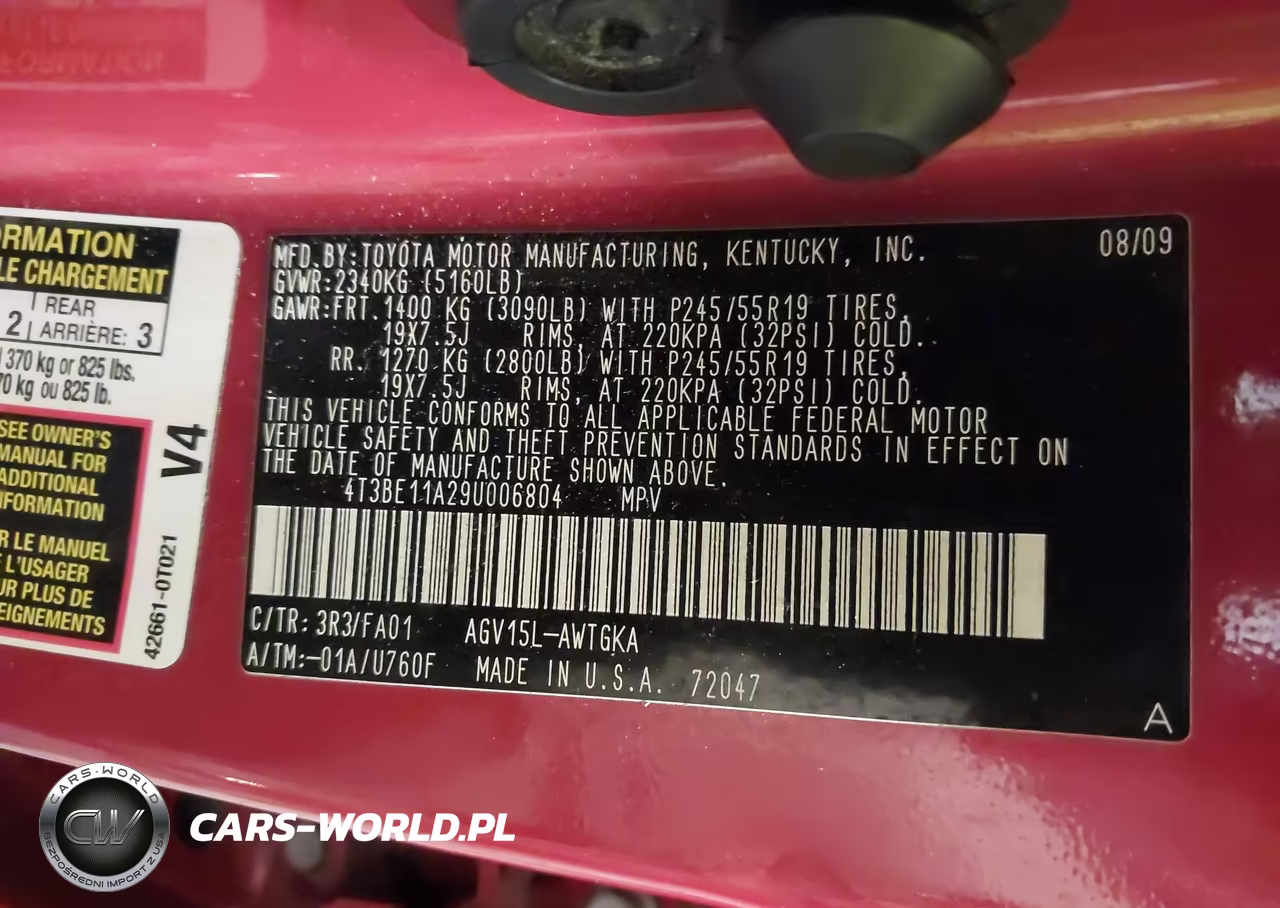 2009 Toyota Venza VIN:4T3BE11A29U006804 - 9