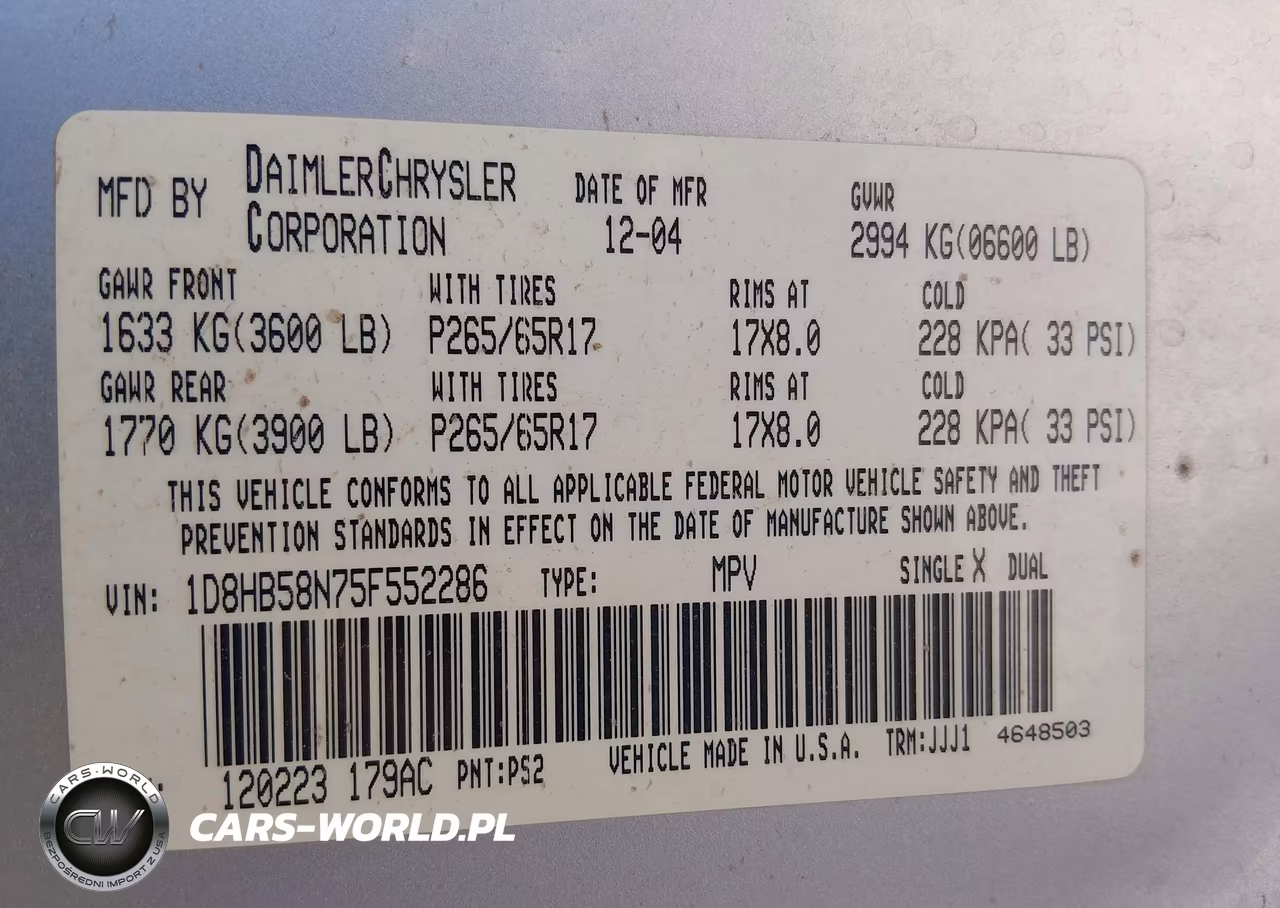 2005 Dodge Durango Limited VIN:1D8HB58N75F552286 - 9